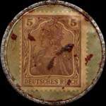 Timbre de 5 pfennig brun sur fond vert