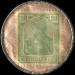 Timbre de 20 pfennig vert sur fond rose