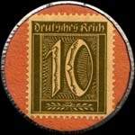 Timbre de 10 pfennig olive sur fond saumon