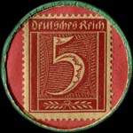 Timbre de 5 pfennig lie-de-vin sur fond rose