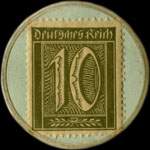 Timbre de 10 pfennig olive sur fond vert