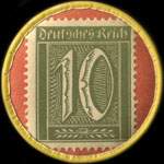 Timbre-monnaie I. Fürstenberg à Schwelm - 10 pfennig olive sur fond rouge - revers