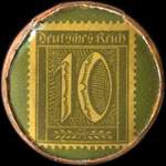 Timbre de 10 pfennig olive sur fond vert