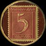 Timbre-monnaie W.Giebel à Barmen-Wuppertal type 2 - 5 pfennig rouge sur fond bordeaux - revers