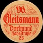 Timbre-monnaie W.Gleitsmann à Dortmund - 15 pfennig bleu-vert sur fond rouge - avers