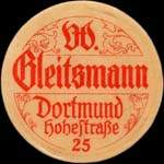 Timbre-monnaie W.Gleitsmann � Dortmund - 15 pfennig bleu-vert sur fond rouge - avers