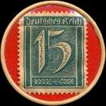 Timbre-monnaie W.Gleitsmann à Dortmund - 15 pfennig bleu-vert sur fond rouge - revers