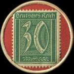 Timbre de 30 pfennig vert sur fond rouge