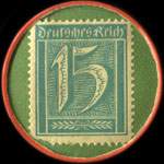 Timbre-monnaie Goldstein & Rettig à Breslau - 15 pfennig bleu sur fond vert - revers