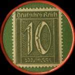 Timbre-monnaie Goldstein & Rettig à Breslau - 10 pfennig olive sur fond vert - revers