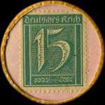 Timbre-monnaie Paul Götz à Glauchau - 15 pfennig vert sur fond rose - revers