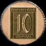 Timbre de 10 pfennig olive sur fond cartonn�