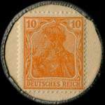 Timbre de 10 pfennig orange sur fond jaune