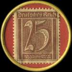 Timbre de 25 pfennig marron sur fond rouge