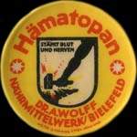 Timbre-monnaie H�matopan - st�hlt blut und nerven - Dr.A.Wolff - N�rmittelwerk/Bielefeld - 30 pfennig vert sur fond rouge - avers