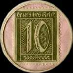 Timbre-monnaie Gottlieb Hammesfahr type 2 - 10 pfennig bordeaux sur fond rose - revers