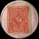 Timbre-monnaie Gottlieb Hammesfahr type 2 - 3 mark rouge sur fond rose - revers
