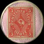 Timbre de 3 mark rouge sur fond rose