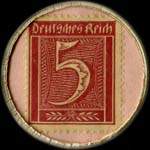 Timbre-monnaie Gottlieb Hammesfahr type 2 - 5 pfennig lie-de-vin sur fond rose - revers