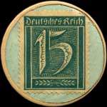 Timbre de 15 pfennig vert sur fond vert
