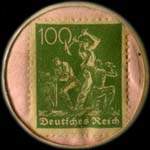 Timbre de 100 pfennig vert sur fond rose