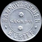 Timbre-monnaie Hannoverscher Kurier à Hannovre - 10 pfennig orange sur grenat - avers