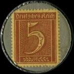 Timbre de 5 pfennig brun sur fond gris-bleu