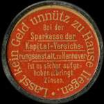 Timbre-monnaie Hannover Sparkasse type 2 - 5 pfennig bordeaux sur fond bleu - avers