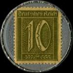 Timbre de 5 pfennig olive sur fond bleu