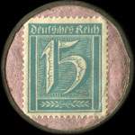 Timbre-monnaie Hansa type 1 - 15 pfennig bleu-vert sur fond rose - revers