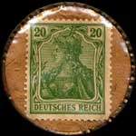 Timbre-monnaie Hansa type 1 - 20 pfennig vert sur fond carton - revers