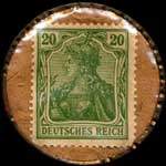 Timbre de 20 pfennig vert sur fond carton