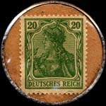 Timbre-monnaie Hansa type 2 - 20 pfennig vert sur fond carton - revers