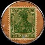 Timbre de 20 pfennig vert sur fond carton