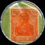 Timbre de 10 pfennig orange sur fond vert
