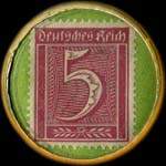 Timbre-monnaie Gebrüder Hartoch à Düsseldorf - 5 pfennig bordeaux sur fond vert - revers