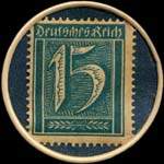 Timbre-monnaie Hasseröder Pilsener - 15 pfennig bleu-vert sur fond bleu - revers