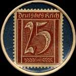 Timbre de 25 pfennig brun sur fond bleu