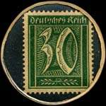 Timbre de 30 pfennig vert sur fond vert sombre