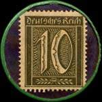 Timbre-monnaie Christian Hassler à Riegel - 10 pfennig olive sur fond bleu-nuit - revers