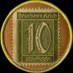 Timbre de 10 pfennig olive sur fond brun