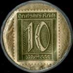 Timbre de 10 pfennig olive sur fond brun