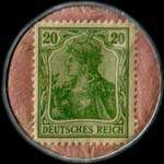 Timbre de 20 pfennig vert sur fond rose