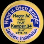 Timbre-monnaie Herd u. Ofen Brandt � Hagen - 50 pfennig violet sur fond brun - avers