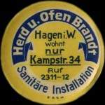 Timbre-monnaie Herd u. Ofen Brandt à Hagen - 5 pfennig bordeaux sur fond brun - avers