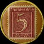 Timbre de 5 pfennig bordeaux sur fond brun