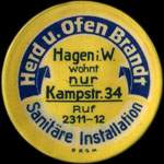 Timbre-monnaie Herd u. Ofen Brandt à Hagen - 25 pfennig marron sur fond brun - avers