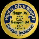 Timbre-monnaie Herd u. Ofen Brandt � Hagen - 25 pfennig marron sur fond brun - avers