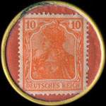Timbre de 10 pfennig orange sur fond rouge