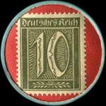 Timbre-monnaie S. Hergershausen à Duisburg - 10 pfennig olive sur fond rouge - revers